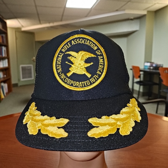 Vtg NRA Life Member Embroidered Logo Scrambled Eggs Snapback Hat Cap Made In USA